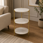 Designer 3 Tier Table with White Marble Finish