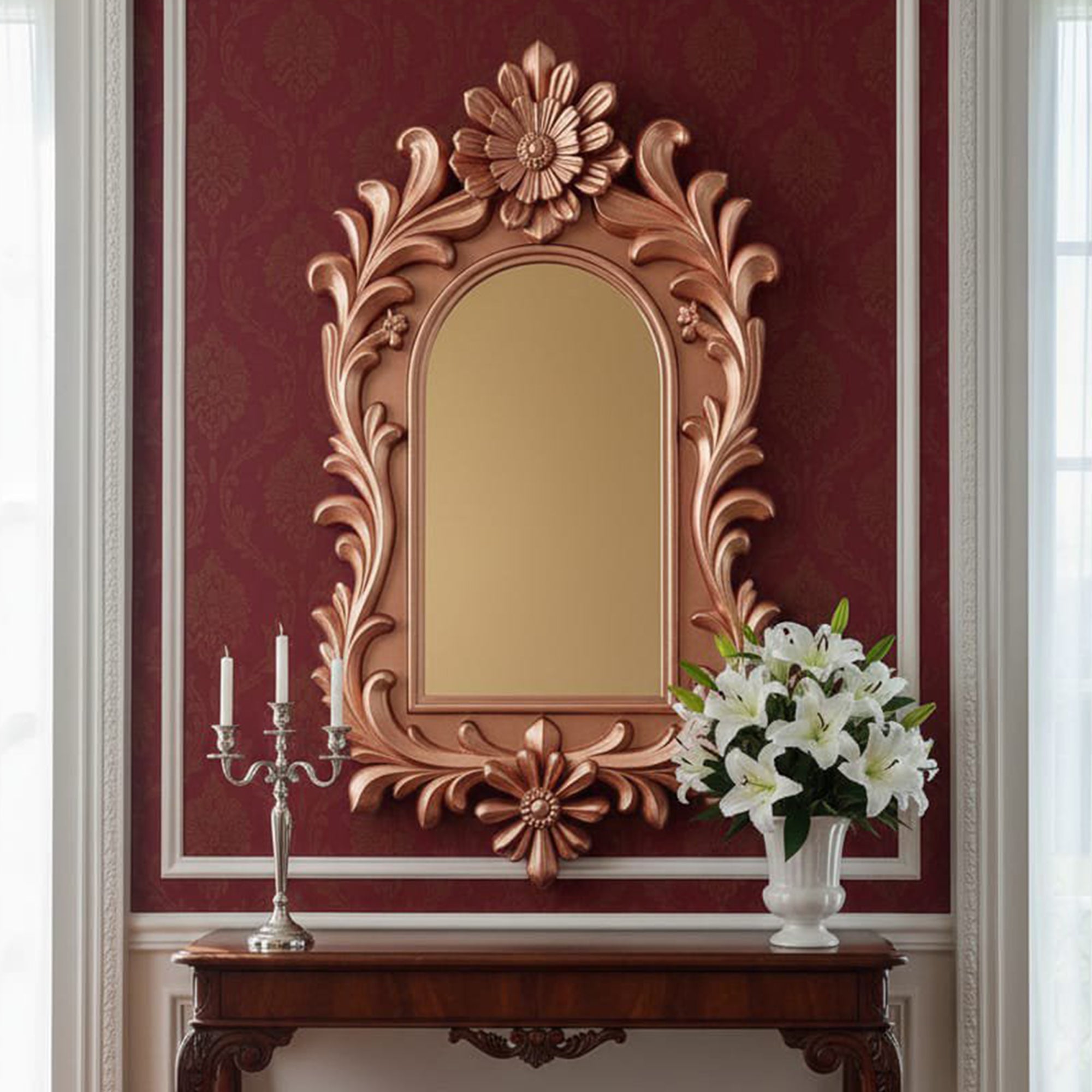 Designer 3D Wall Mirror | Classic Floral Frame Mirror