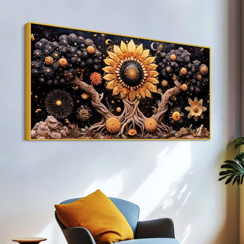 Designer Abstract Floral Canvas Wall Painting for Home Decor