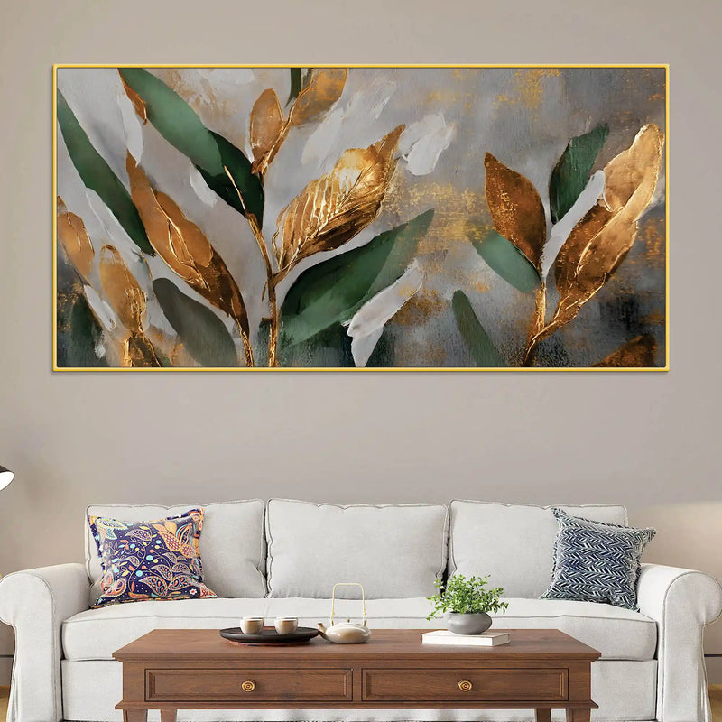 Designer Abstract Leaf Texture Wall Canvas Painting for Interiors