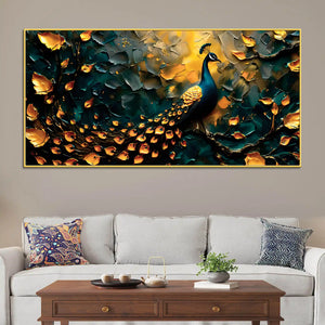 Designer Abstract Peacock Canvas Wall Painting for Home Decor