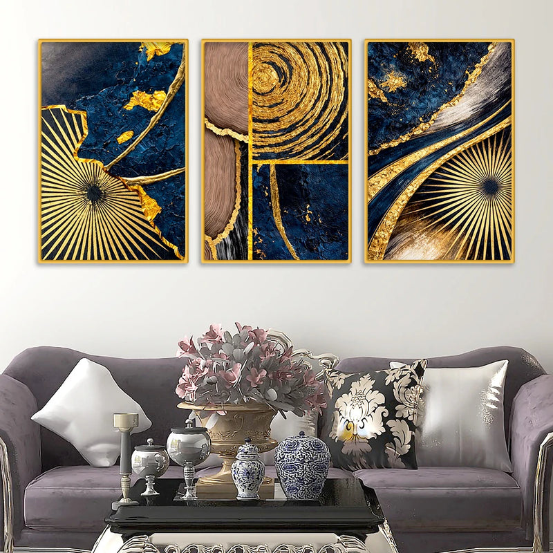 Designer Abstract Textured Canvas Wall Art Painting Set of Three