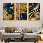 Designer Abstract Textured Canvas Wall Art Painting Set of Three