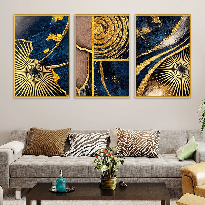 Designer Abstract Textured Canvas Wall Art Painting Set of Three