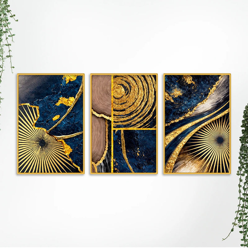 Designer Abstract Textured Canvas Wall Art Painting Set of Three