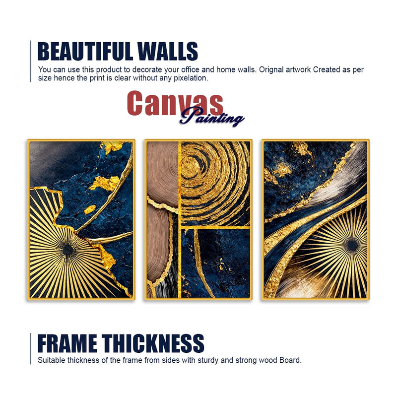 Designer Abstract Textured Canvas Wall Art Painting Set of Three