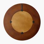Designer Accent Mirror with Carved Wood and Black Panels