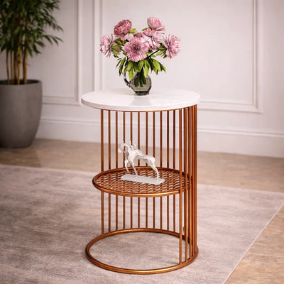 designer-art-copper-half-caged-white-with-marble-coffee-round-side-table-1