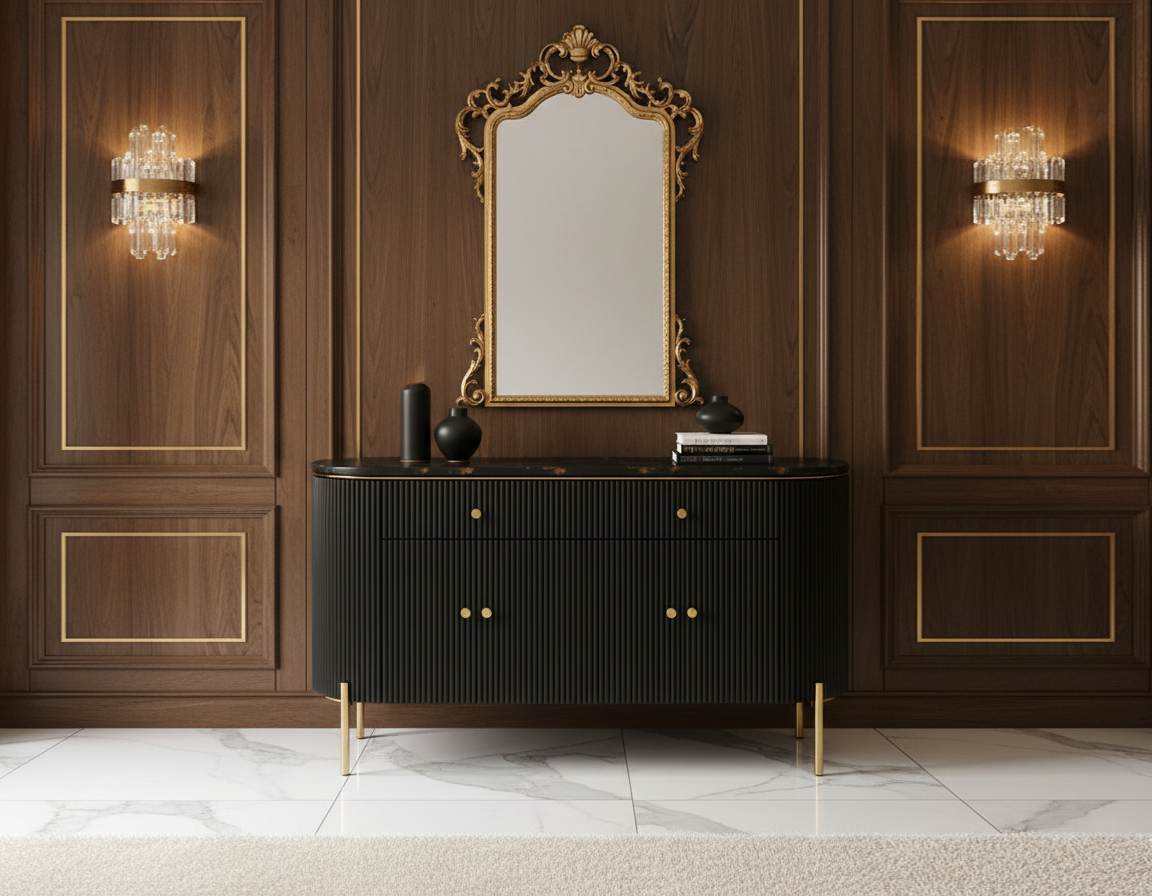 Designer Black Sideboard Cabinet| Modern Storage Furniture