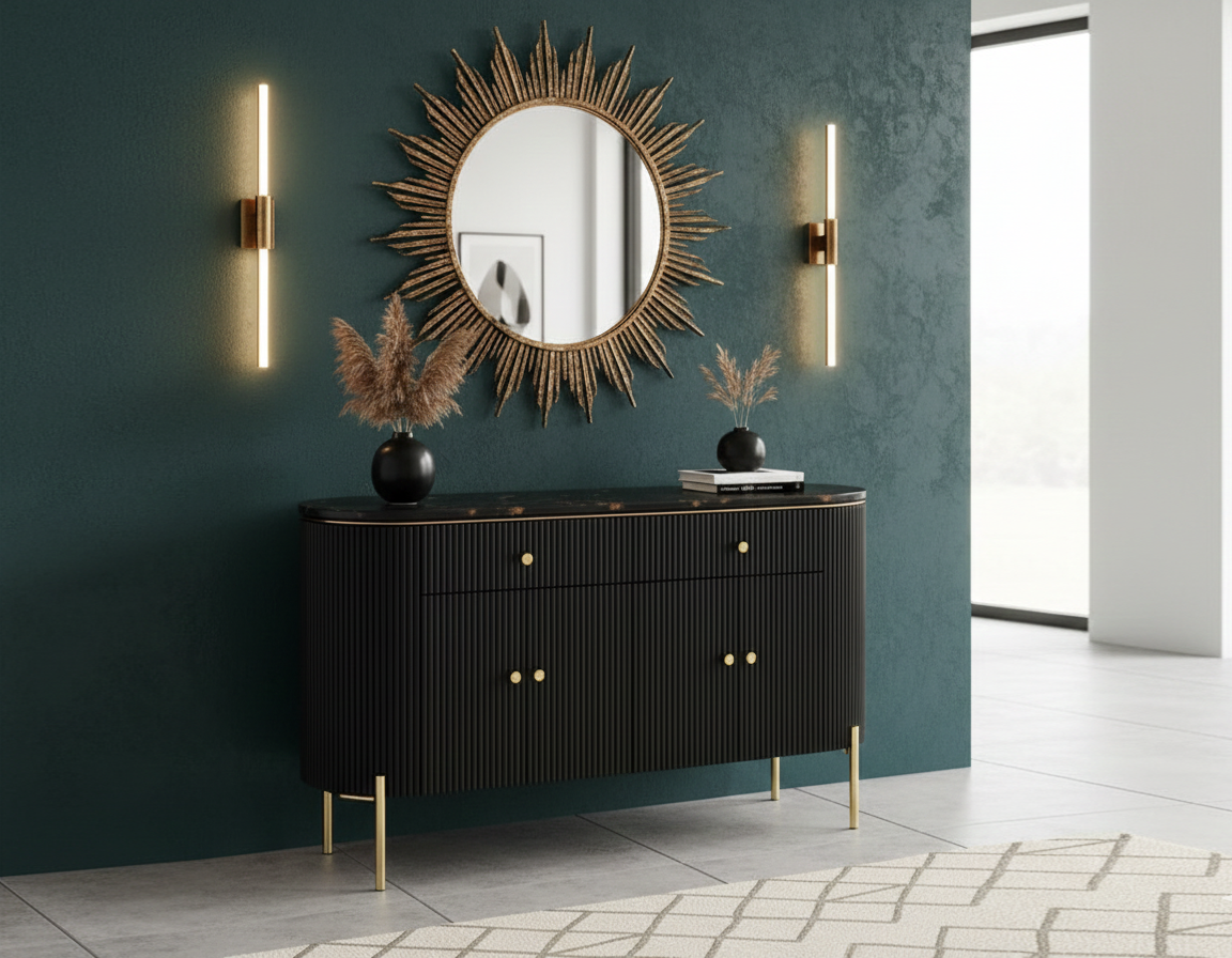 Designer Black Sideboard Cabinet| Modern Storage Furniture
