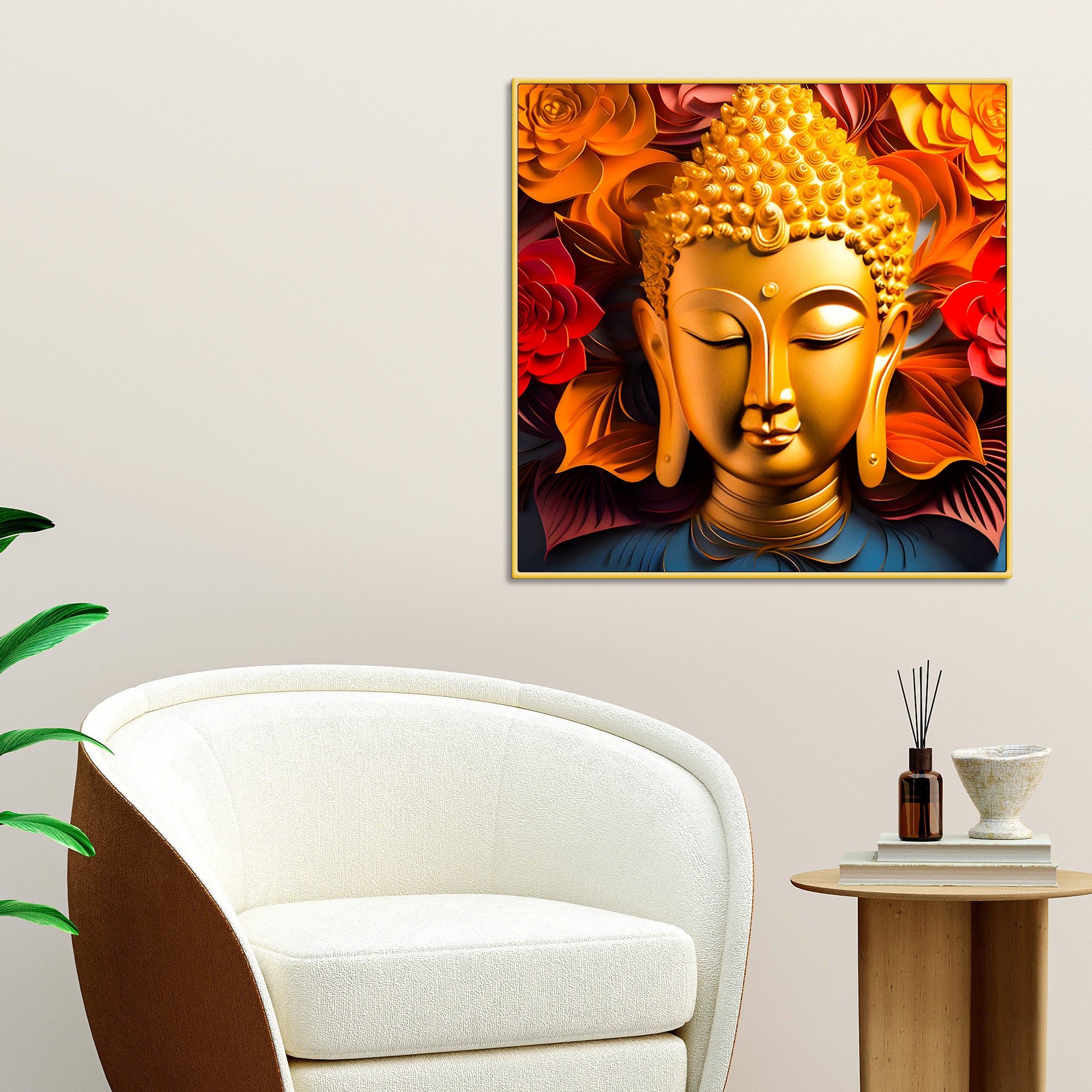 Designer Buddha Canvas Wall Painting for Stylish Decor