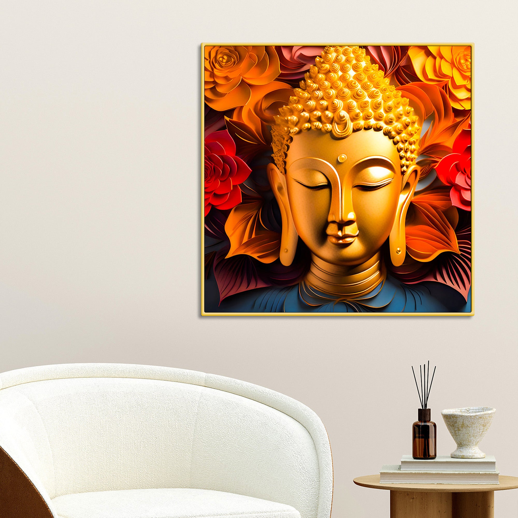 Designer Buddha Canvas Wall Painting for Stylish Decor