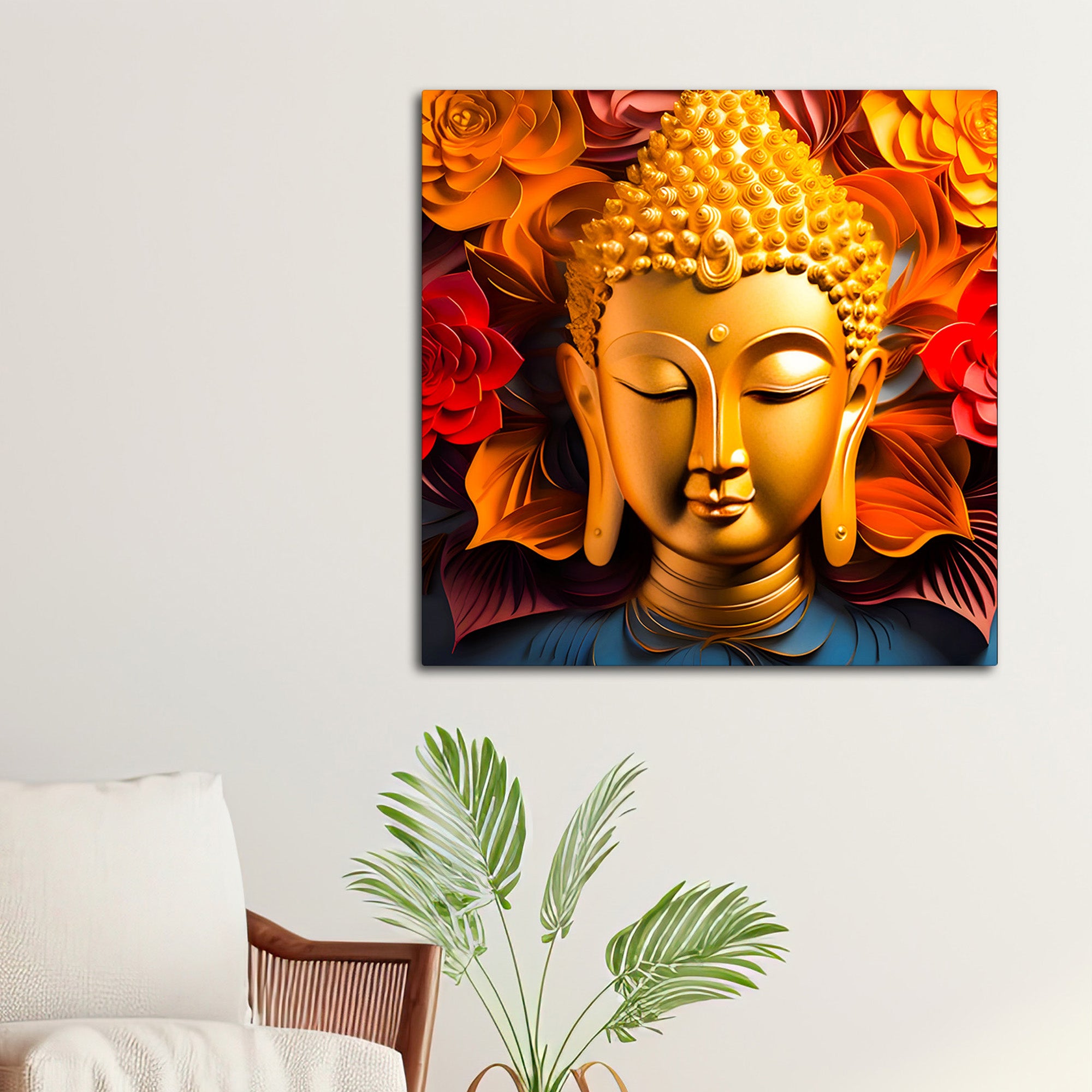 Designer Buddha Canvas Wall Painting for Stylish Decor