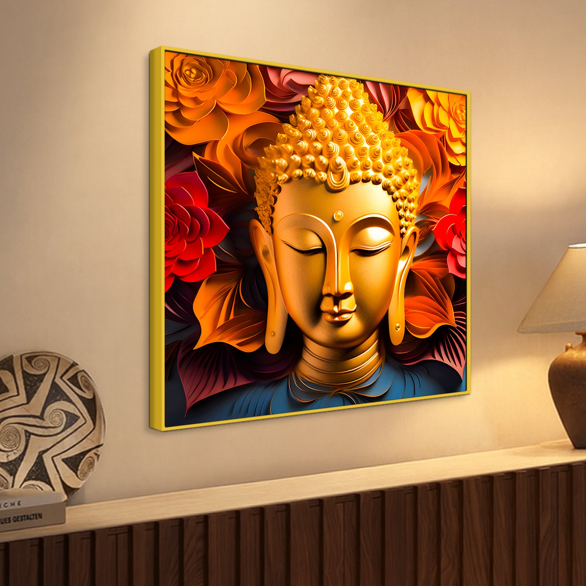 Designer Buddha Canvas Wall Painting for Stylish Decor