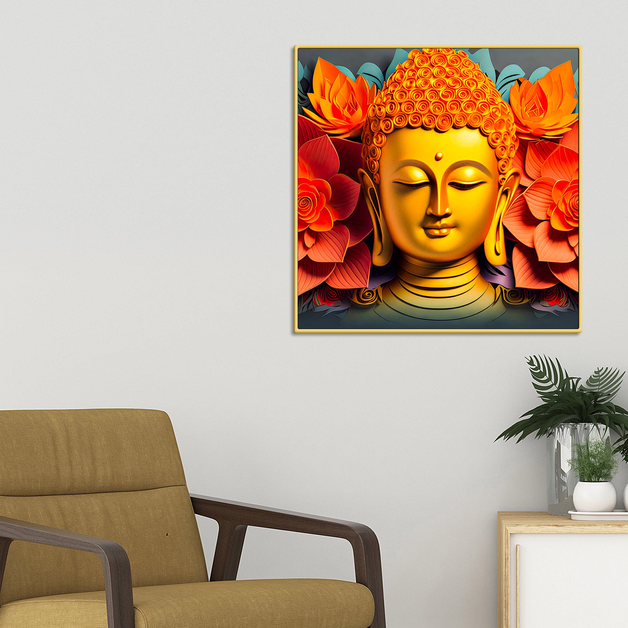 Designer Buddha Canvas Wall Painting for Stylish Interiors