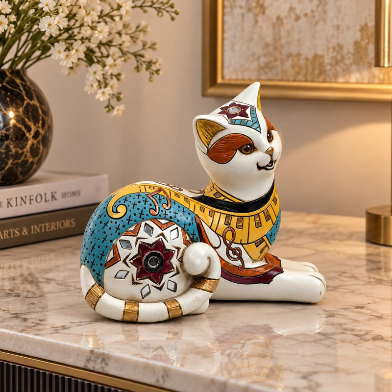 Designer Cat Figurine Showpiece for Table & Shelf Decoration