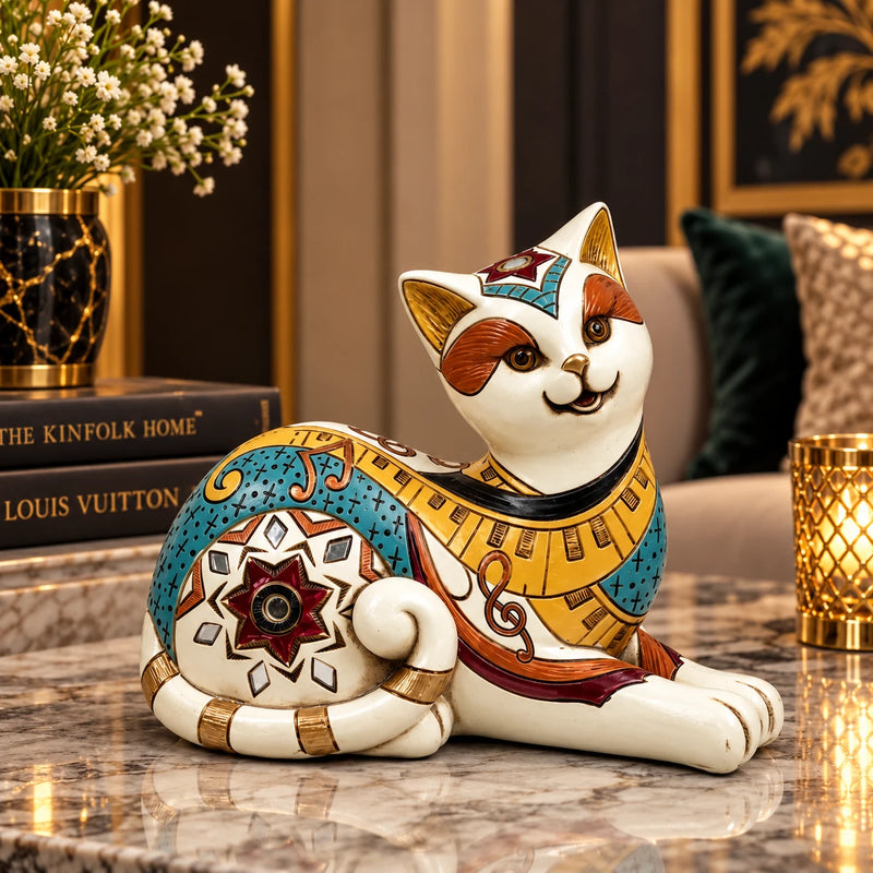 Designer Cat Figurine Showpiece for Table & Shelf Decoration