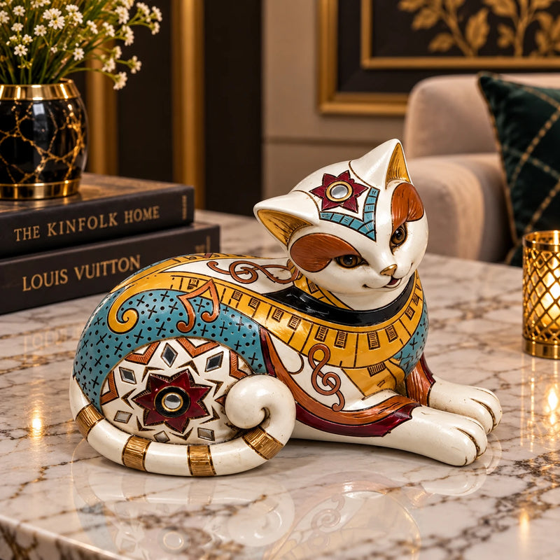 Designer Cat Figurine Showpiece for Table & Shelf Decoration