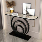 Designer Console Table with Unique Black Circular Ring Base