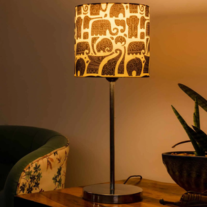 Designer Elephant Shade Table Lamp with Silver Finish Base