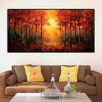 Designer Fall Trees Canvas Painting for Wall Décor