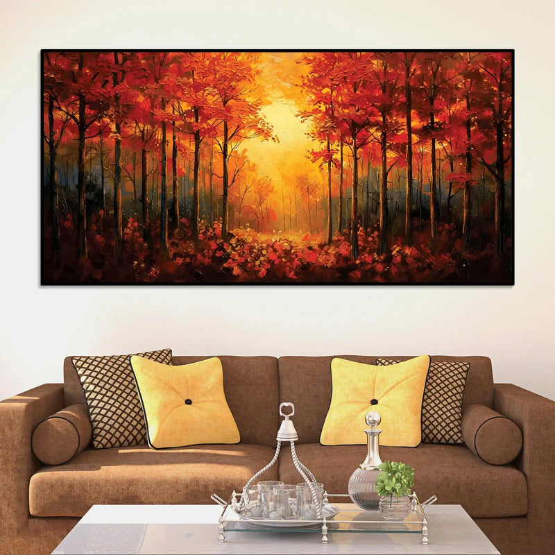 Designer Fall Trees Canvas Painting for Wall Décor