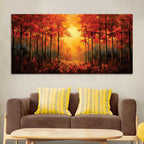 Designer Fall Trees Canvas Painting for Wall Décor