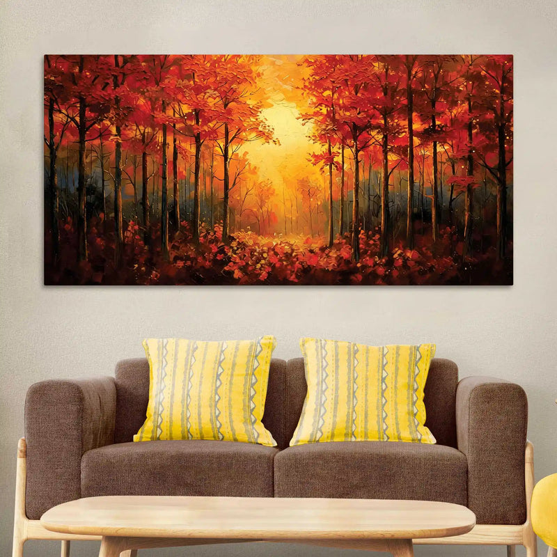 Designer Fall Trees Canvas Painting for Wall Décor