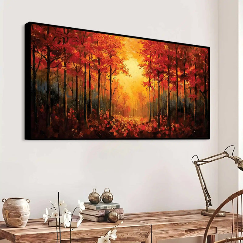 Designer Fall Trees Canvas Painting for Wall Décor