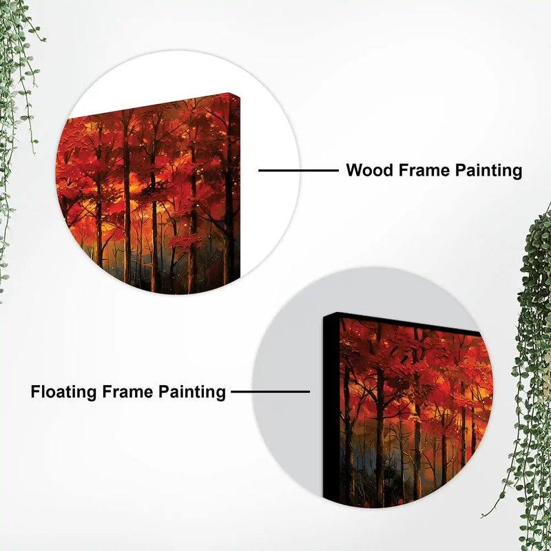 Designer Fall Trees Canvas Painting for Wall Décor