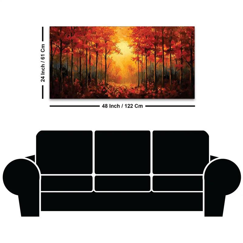 Designer Fall Trees Canvas Painting for Wall Décor