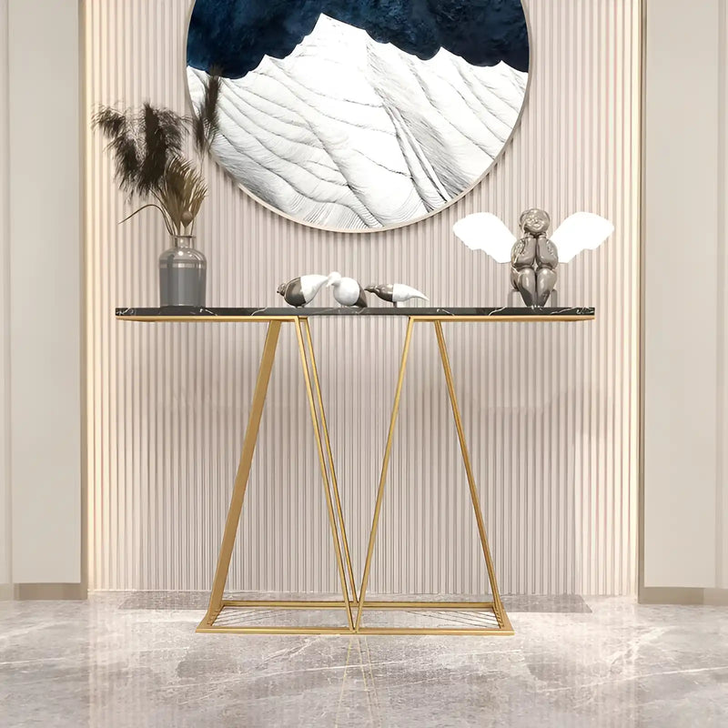 designer-faux-black-marble-v-shape-console-table