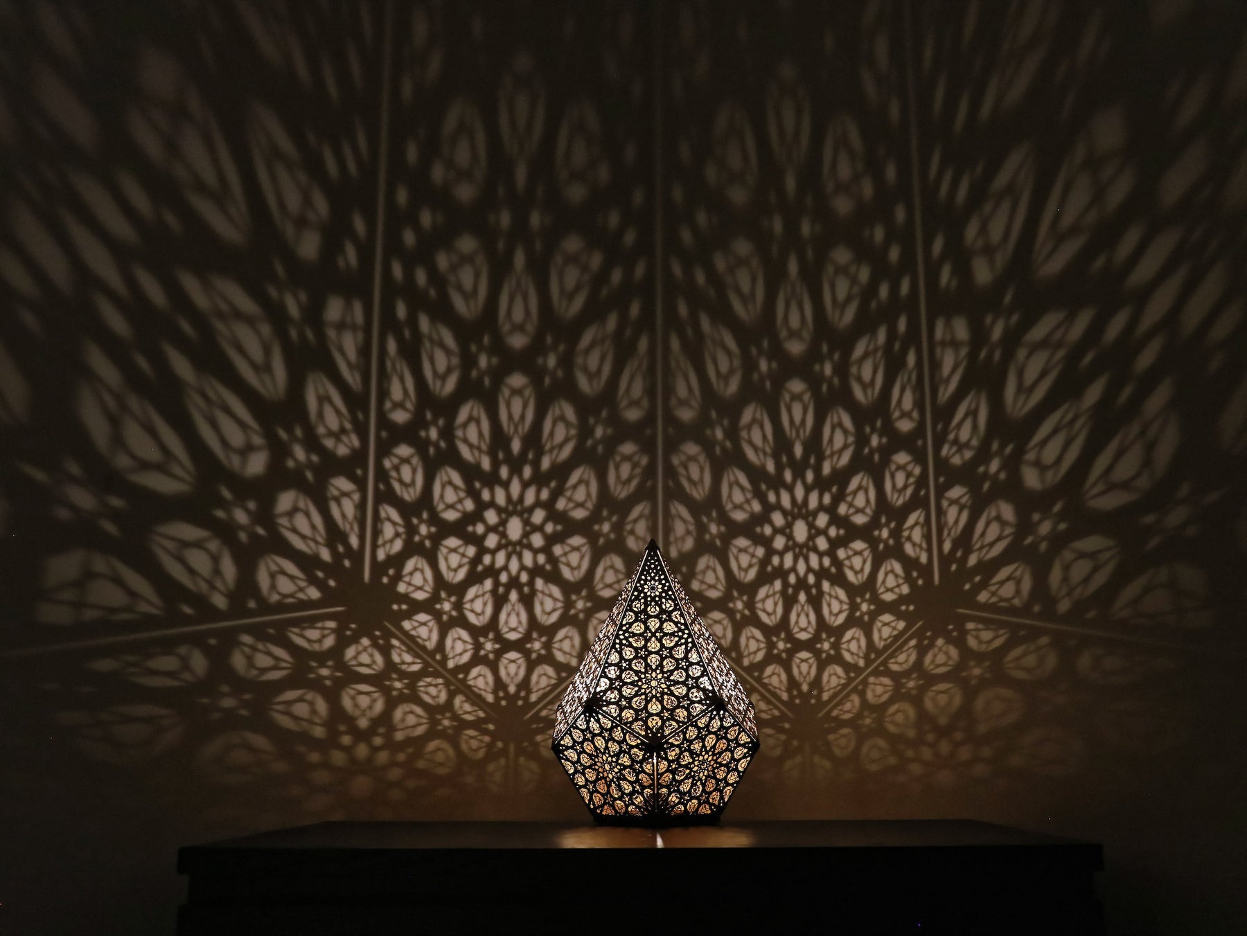 Designer Floral Shadow Casting Table Light