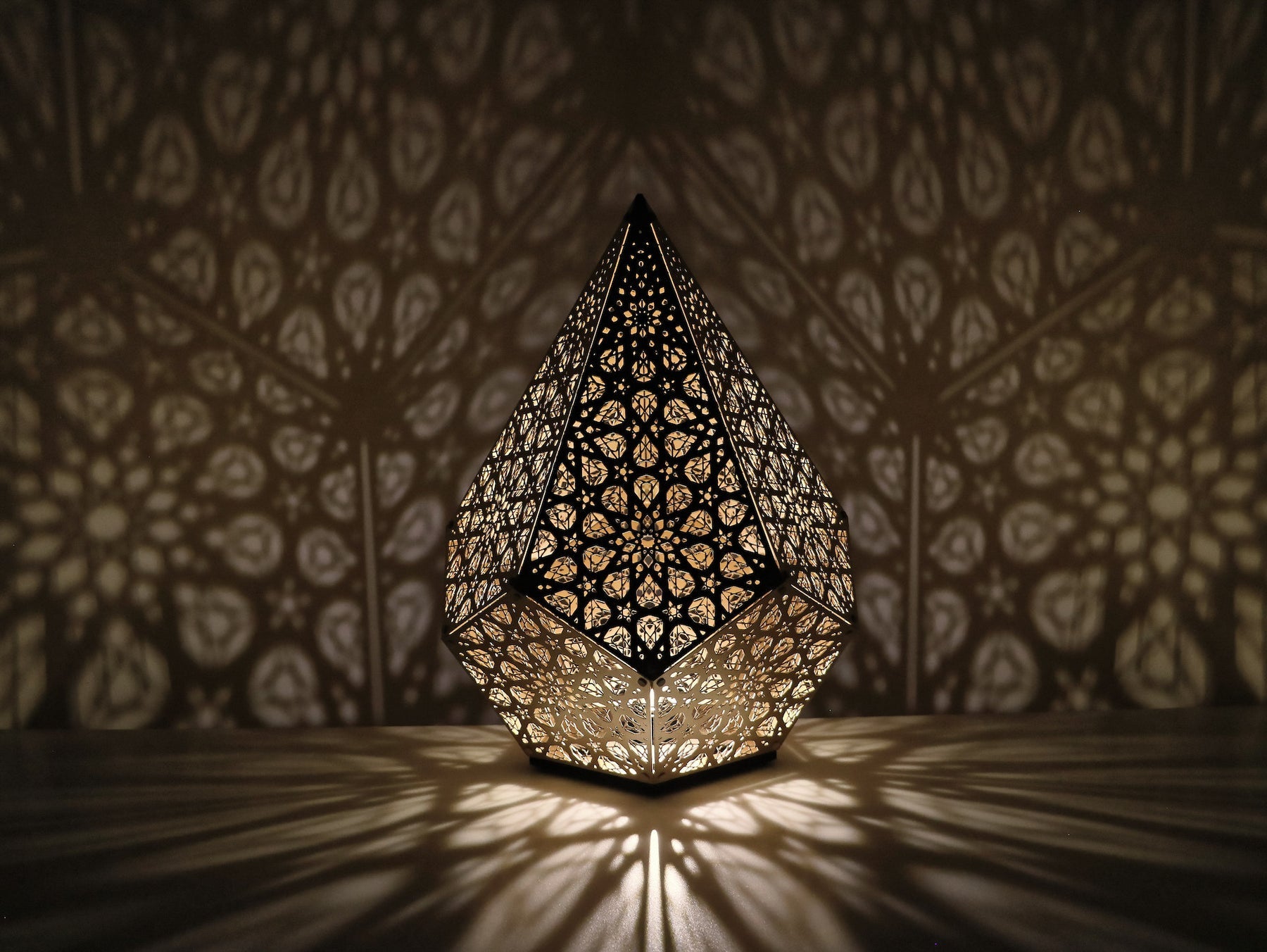 Designer Floral Shadow Casting Table Light