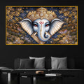 Designer Ganesh Ji Crystal Glass Wall Painting for Luxury Living Room