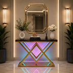 Designer Gold LED Console Table for Living Room Interiors (SS 302)