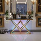 Designer Gold LED Console Table for Living Room Interiors (SS 302)