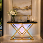 Designer Gold LED Console Table for Living Room Interiors (SS 302)