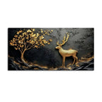 Designer Golden Deer Canvas Painting for Wall Décor