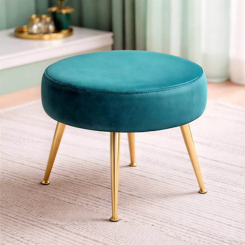 designer-green-velvet-vanity-seat-with-sturdy-golden-legs