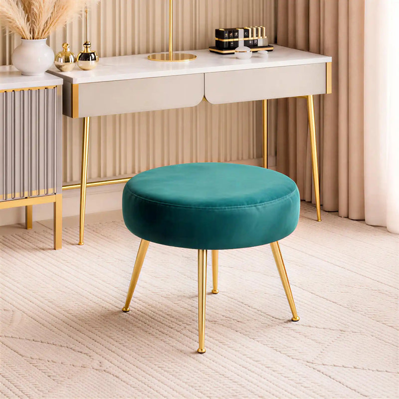 designer-green-velvet-vanity-seat-with-sturdy-golden-legs