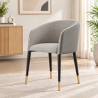 Designer Grey Barrel Lounge Chair with Black & Gold Legs