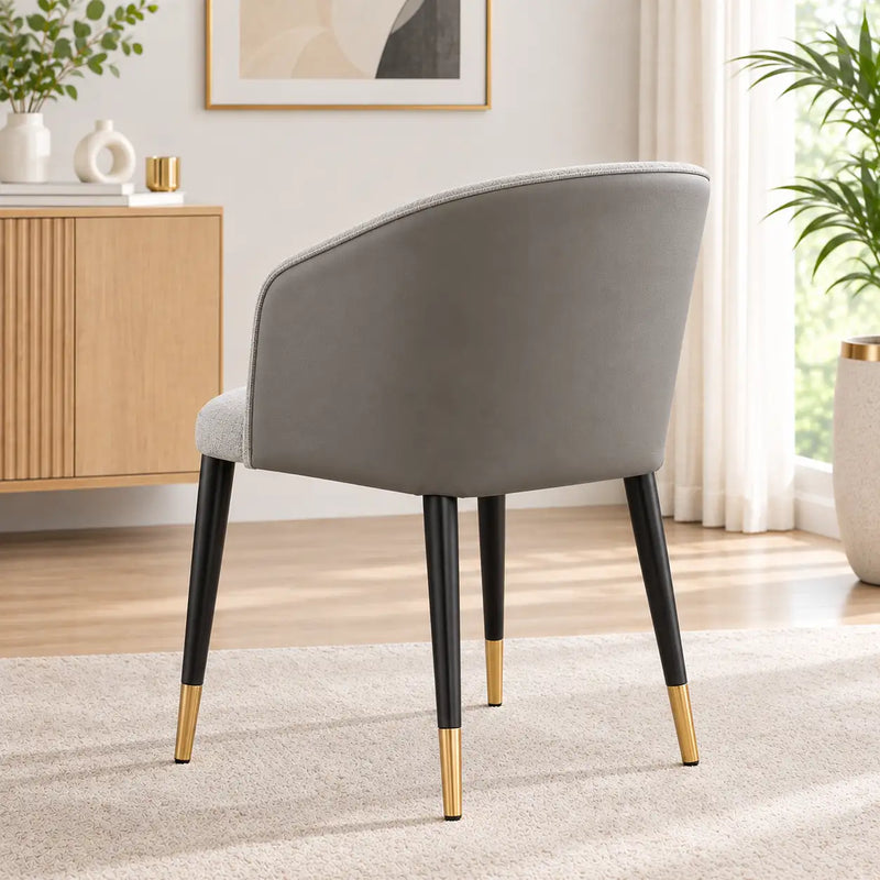 Designer Grey Barrel Lounge Chair with Black & Gold Legs