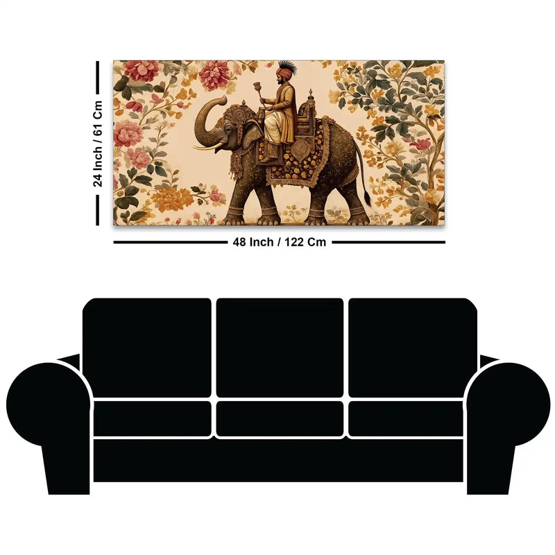 Designer Indian Elephant Canvas Wall Art Royal Painting