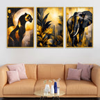 Designer Jungle Theme Canvas Wall Decor Painting Set of Three