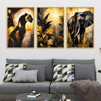 Designer Jungle Theme Canvas Wall Decor Painting Set of Three