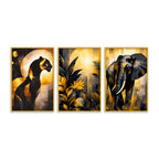 Designer Jungle Theme Canvas Wall Decor Painting Set of Three