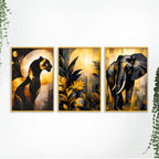 Designer Jungle Theme Canvas Wall Decor Painting Set of Three