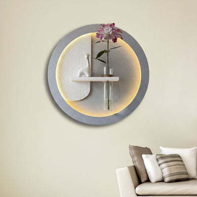 Designer LED Wall Art Panel with Floating Vase Holder