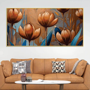 Designer Lotus Flower Canvas Painting for Modern Home